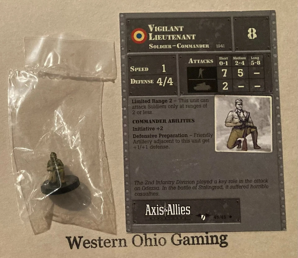 Axis & Allies Miniatures Vigilant Lieutenant #45/45 NEW A&A Mini Contested Skies - Image 1 of 1