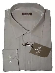 CAMICIA UOMO Taglie forti 3XL 4XL 5XL 6XL OVERSIZE calibrata righe fine marrone - Foto 1 di 2
