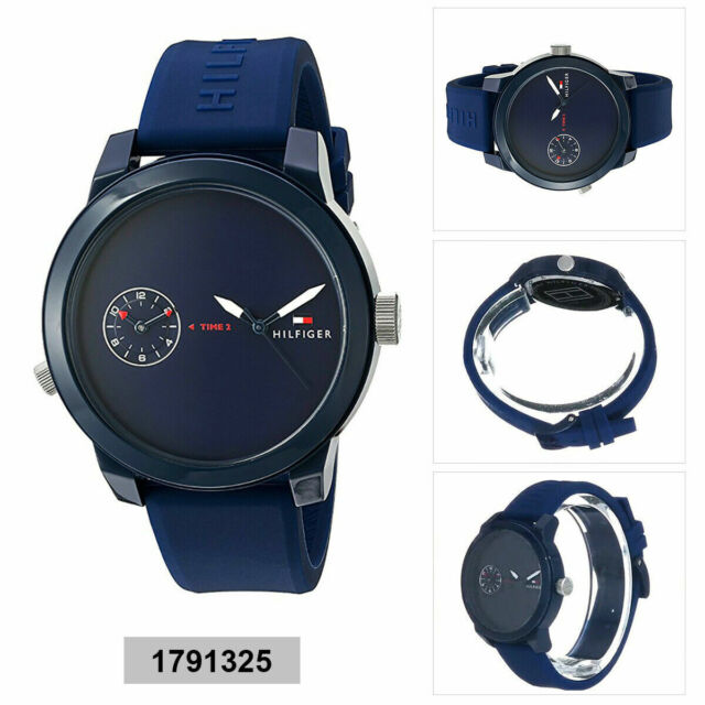 Tommy Hilfiger Men's Quartz Plastic and Silicone Strap Sporty Watch, Color:  Navy (Model: 1791803)