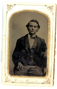 Antique Tintype Photograph, 1890's Dashing Young Man, Bow Tie, 2.5x3.5 - Picture 1 of 6