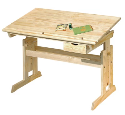 Kinderschreibtisch Schülerschreibtisch JULIA Kiefer Höhe und Neigung verstellbar - Bild 1 von 4