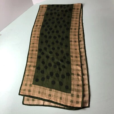 винтажный шарф Vera зеленый коричневый вискоза шелк - Изображение 1 из 4