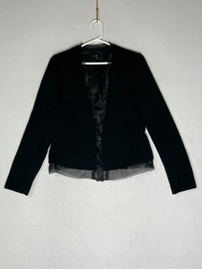 Gap Black One-Button Tuxedo Blazer Jacket with Sheer Trim Women's Size 4 - Picture 1 of 7