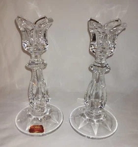 SET GORHAM VISCOUNT KRISTALL KERZENSTÄNDER TULPENMUSTER 7 ZOLL 24 % BLEIKRISTALL - Bild 1 von 8