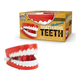 Classic Clockwork Chattering Teeth Red Fun Toy Activity Gift Kids Novelty Racing - Picture 1 of 6
