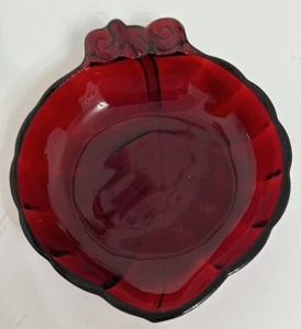 Anchor Hocking Royal Ruby Red Glass Leaf Shaped Tray - Picture 1 of 8