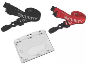 SECURITY Lanyard Neck Strap With ID pass Enclosed Security ID Card Badge Holder - Picture 1 of 3