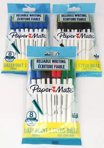 Paper Mate, 8 Pack, Mixed, Black or Blue, Capped, Ball Point Pens, 1.0mm - Picture 1 of 17