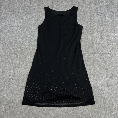 Vestido vintage Byer Too para mujer mediano negro sin mangas con cuentas dobladillo cambio años 90 Foto 1 de 4