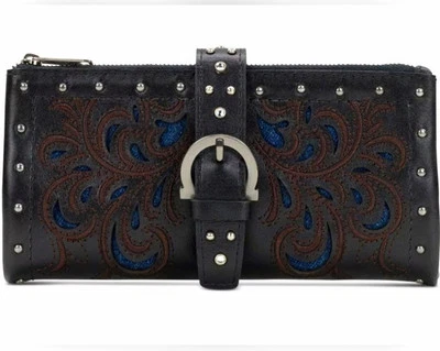 Cartera Muñequera Patricia Nash Annesley Western Lux Ranch Negra Nueva con Etiquetas Precio de venta sugerido por el fabricante 119 USD Foto 1 de 4