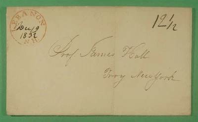 DR WHO 1832 STAMPLESS F/L LIBANON NH VERMELHO CANCELAMENTO PAGO 12 1/2C R12768 - Imagem 1 de 3