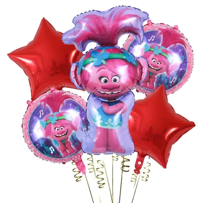 5Pcs/Set Cartoon  Trolls Foil Helium Balloons Birthday Theme Party Decoration Ba - image 1 of 4
