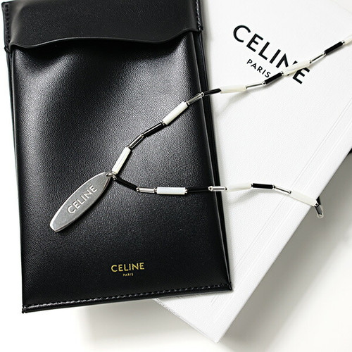 CELINE Collana Surf Monocromatica Ciondolo 52 56cm Acciaio Inox Nero Bianco