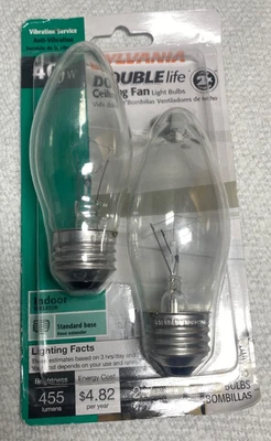 Pack of 2 Sylvania 40W Doublelife Ceiling Fan Light Bulbs B13 New - Image 1 of 2