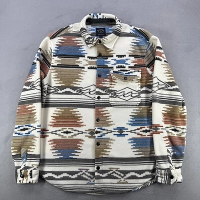 Billabong Shirt Mens M Beige Furnace Fleece Flannel Aztec Southwest Snap Shacket - Image 1 of 4