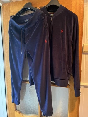 Polo Ralph Lauren Navy Velour Full Tracksuit - Image 1 of 4