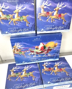 Hallmark Keepsake Santa's Midnight Ride Christmas Decoration 9-Pc Set w Reindeer - Picture 1 of 21