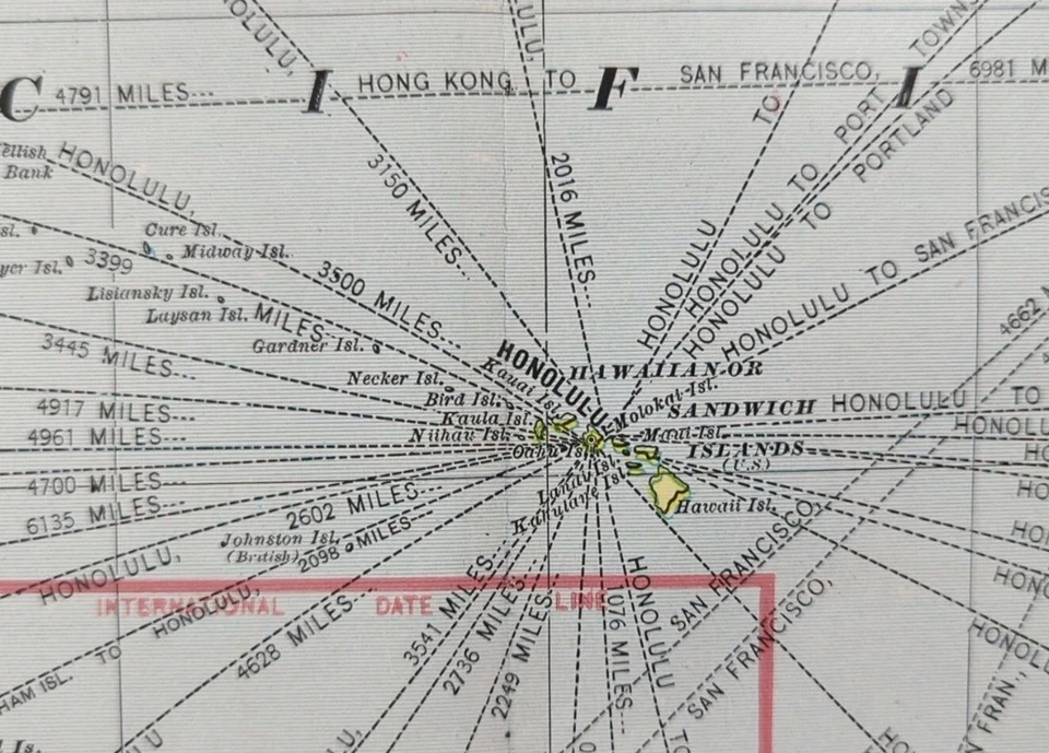 Mapa de colección 1903 OCÉANO PACÍFICO 22"x14" antiguo original FIJI HAWAII TAHITI Foto 1 de 4