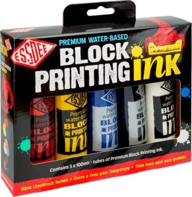ESSDEE PRIMARY COLOURS BLOCK PRINTING INK SET (PACK OF 5 X 100ML) - Image 1 of 3