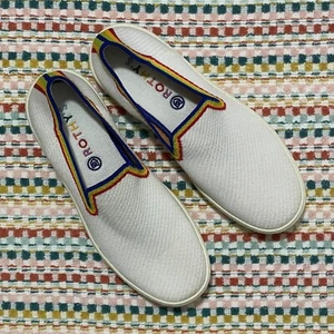 Rothys Slip On Limited Edition Rainbow Womens Size 9.5 White Shoes Pride - Picture 1 of 3