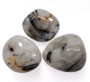 Turmalin schwarz in Quarz polierte Steine 43,5 Gramm Brasilien. 3 Stück Lot - Bild 1 von 1