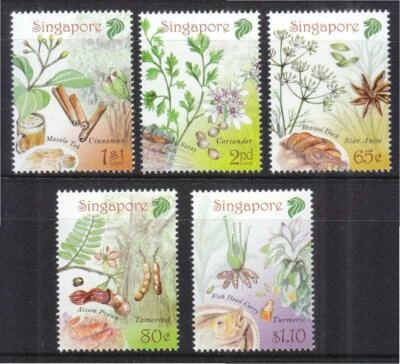 SINGAPORE 2011 SPICES OF SINGAPORE COMP. SET OF 5 STAMPS IN MINT MNH UNUSED  - Image 1 of 3