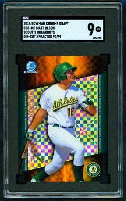 Bowman Chrome Draft 2014 Matt Olson RC/99 troquelado X-Fractor SGC 9 *ninguno superior* Foto 1 de 3