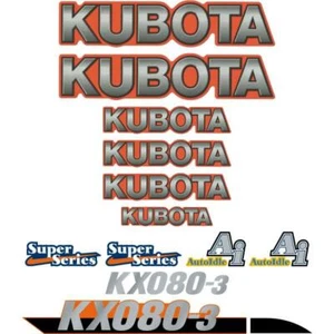 Kubota KX080-3 Decals KX080-3 Stickers, Kubota decals, Repro Decal Kit - Picture 1 of 1
