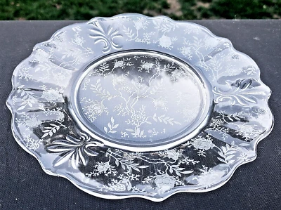 Crystal Fostoria Chintz Etch #2469 8½" Luncheon Plate - Image 1 of 4