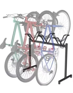 3 Bikes Floor Stand, Bicycle Parking Rack with Hook for Garage, Indoor, Outdoor - Picture 1 of 3