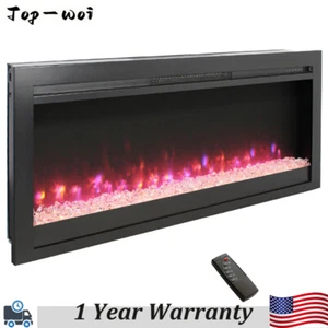 44 Inches Ultra-Thin Electric Fireplace Wall-Mounted & Recessed Fireplace Heater - Picture 1 of 9