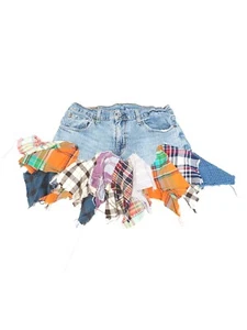 Reworked Y2K Levis Plaid Denim Skirt Waist-31 - Picture 1 of 3