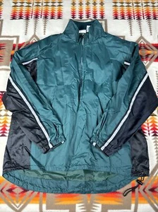 Pro Spirit Vintage Anorak Windbreaker Jacket Mens Sz L Green & Black Reflective - Picture 1 of 6
