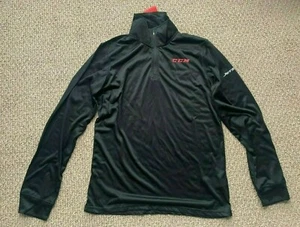 CCM Jetspeed Hockey Training Tech 1/4 Zip! Black T7530 Long Sleeve Ice Roller - Picture 1 of 4