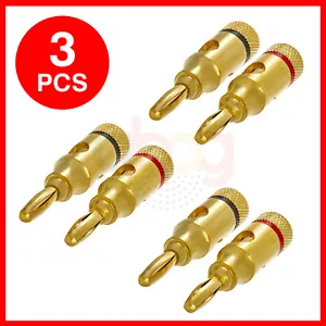 3x Paar Lautsprecher Bananenstecker offene Schraube Typ vergoldet Audio Stecker Steckverbinder - Bild 1 von 4