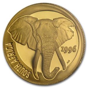 1996 South Africa 1/4 oz Proof Gold Natura Elephant - Picture 1 of 2