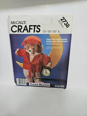 Conjunto de ropa de dormir McCall's Crafts 2738 para Teddy Ruxpin sin cortar 1986 Foto 1 de 2