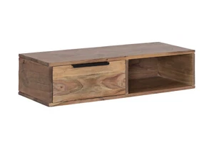 Wandregal Auckland 80cm Wohnwand Modul Regal mit Schub Holzregal Akazie massiv - Bild 1 von 4