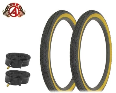 2 ALTA BICYCLE WIRE BEAD TIRE 24 x 2.125 BLACK/GUM HEAVY DUTY DIAMOND W/Tubes. - Image 1 of 2