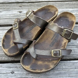 Women’s Birkenstock Mayari Brown Birko-flor Toe Loop Sandals Size 37 US 6.5 - Picture 1 of 13