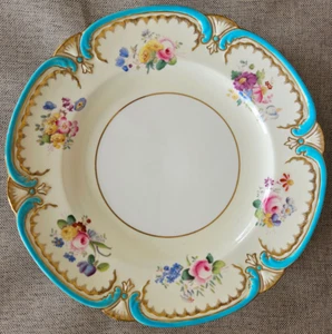 1 Minton Turquoise Enameled Raised Beaded Gold Floral 9" Plate TATMAN CHICAGO - Picture 1 of 8