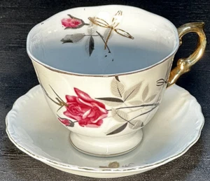 VTG Mini Tea Cup & Saucer Set Japan Floral purple/gold - Picture 1 of 5