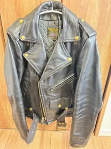 VANSON C2 Men's Size 34 Black Leather Double Rider's Jacket, Made in USA Used - Picture 1 of 5