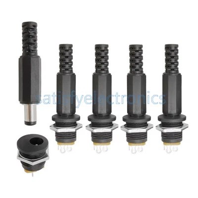 10Pcs 5.5 x 2.1mm 12V/3A DC Male Plugs +Female Socket Panel Jack Mount Connector - Image 1 of 4