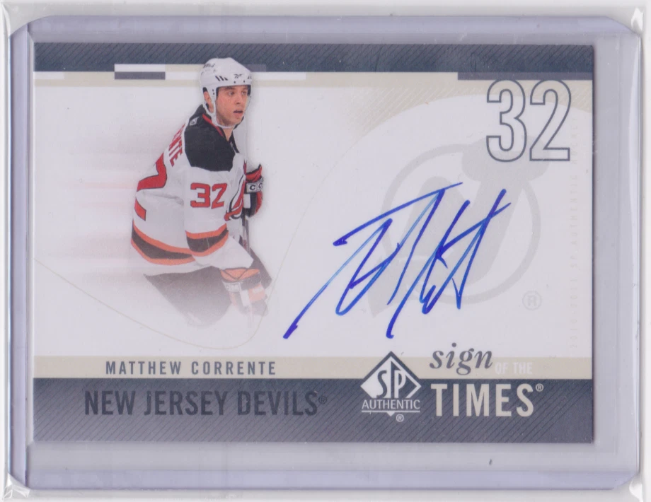 2010-11 UD SP AUTHENTIC SIGN OF THE TIMES INSERT MATTHEW CORRENTE #SOT-MC DEVILS - Image 1 of 2