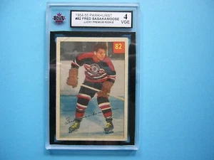 1954/55 PARKHURST NHL HOCKEY CARD #82 FRED SASAKAMOOSE ROOKIE KSA 4 NICE PARKIE - Picture 1 of 4