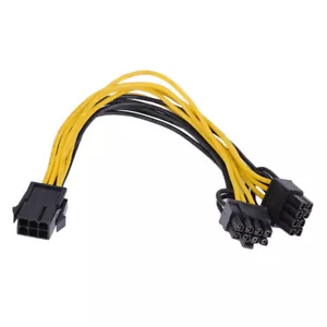 PCI Express 6-pin to Dual 8-pin (6+2 pin) GPU Video Card Power Adapter Cable - Picture 1 of 3