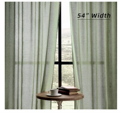 Sage Green Linen Curtains 54 x 102 Light Filtering Rod Pocket Curtain Panels - Image 1 of 4