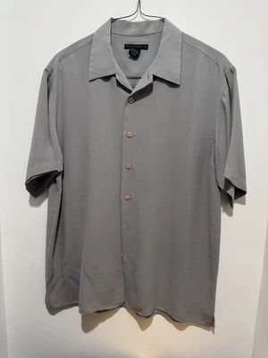 Domani Shirt Men's XL Short Sleeve Square Bottom Polyester Pin Stripe - Image 1 of 3