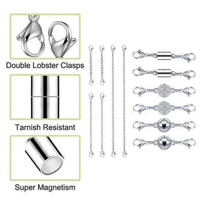 12pcs/Set Necklace Magnetic Clasps Set, Chain Extenders, Bracelet Jewelry Making - image 1 of 4